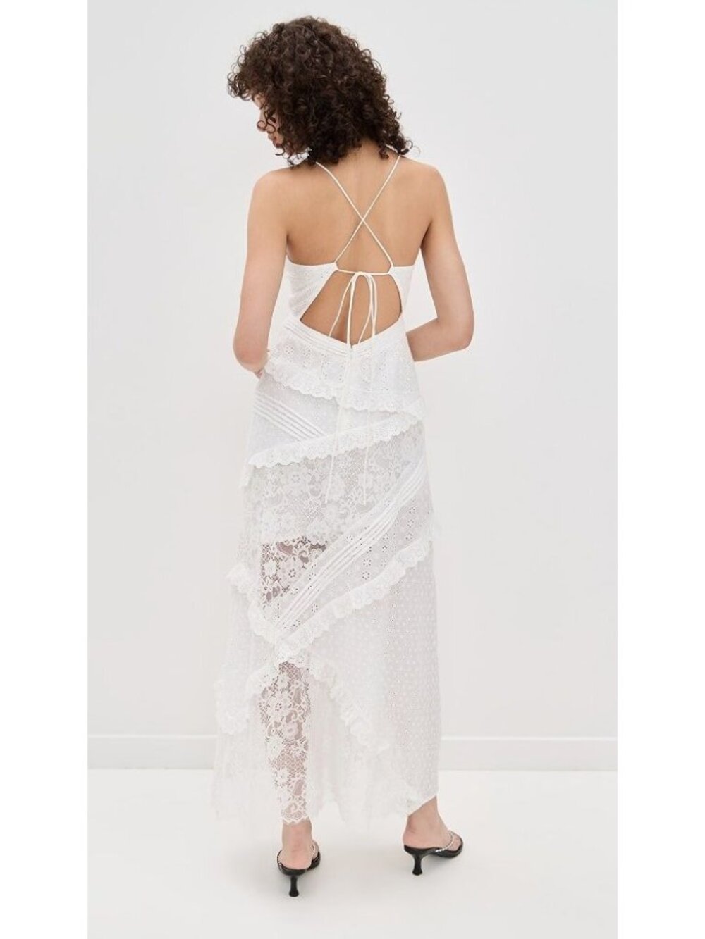 For Love & Lemons Rosalyn Maxi Dress in White Small New Womens Lace Gown - Picture 15 of 16